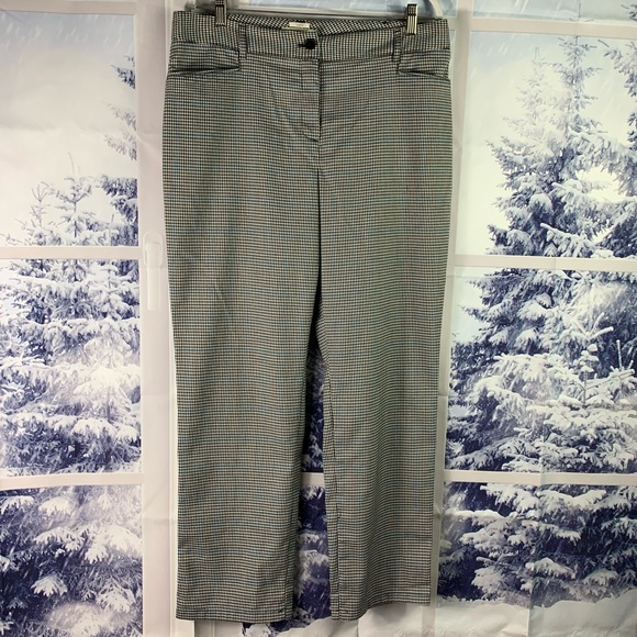 Talbots Black Blue Houndstooth Curvy Straight Leg Dress Pants - Picture 7 of 14